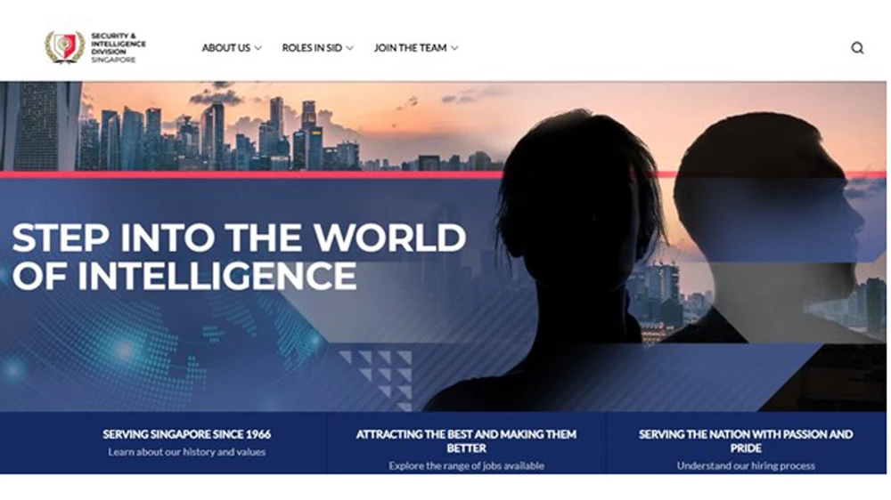 Trang web của Bộ phận Tình báo và An ninh Singapore