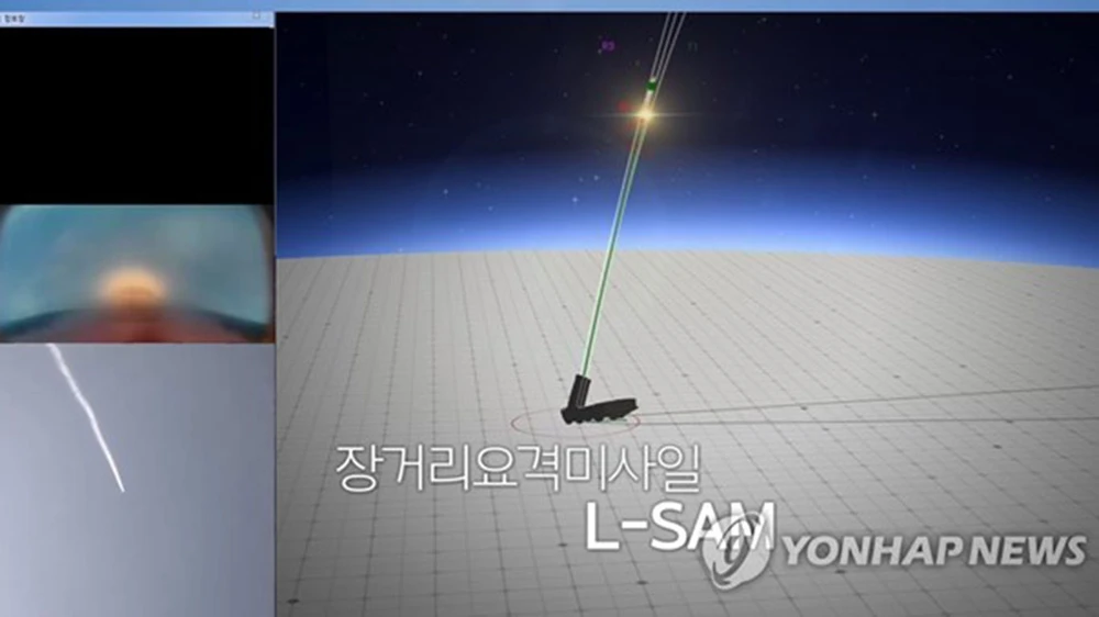 Một hình ảnh mô phỏng trên máy tính về hệ thống phòng thủ tên lửa L-SAM của Hàn Quốc. Nguồn: Yonhap