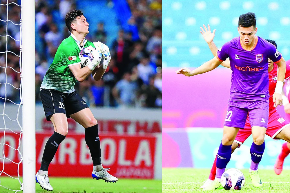 Đặng Văn Lâm (trái) và Nguyễn Tiến Linh chơi rất ấn tượng ở mùa giải V-League 2022. Ảnh: P.MINH 