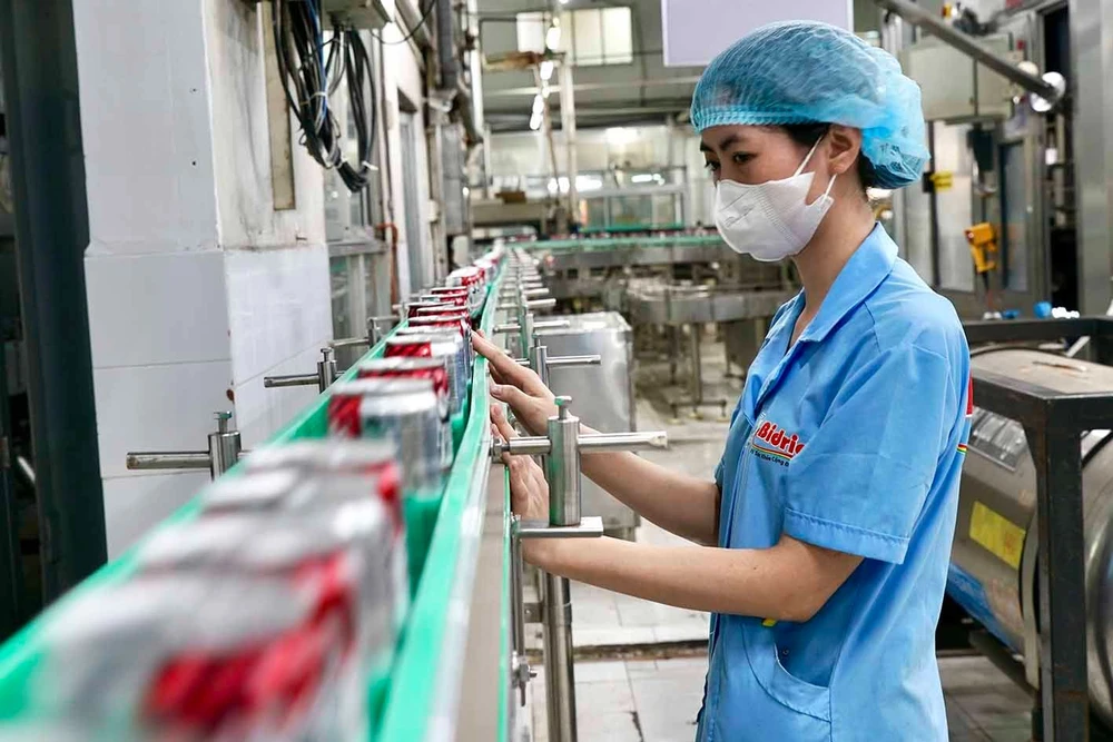 Công nhân làm việc tại Công ty TNHH SX-TM Tân Quang Minh, Khu công nghiệp Vĩnh Lộc (huyện Bình Chánh, TPHCM). Ảnh: HOÀNG HÙNG