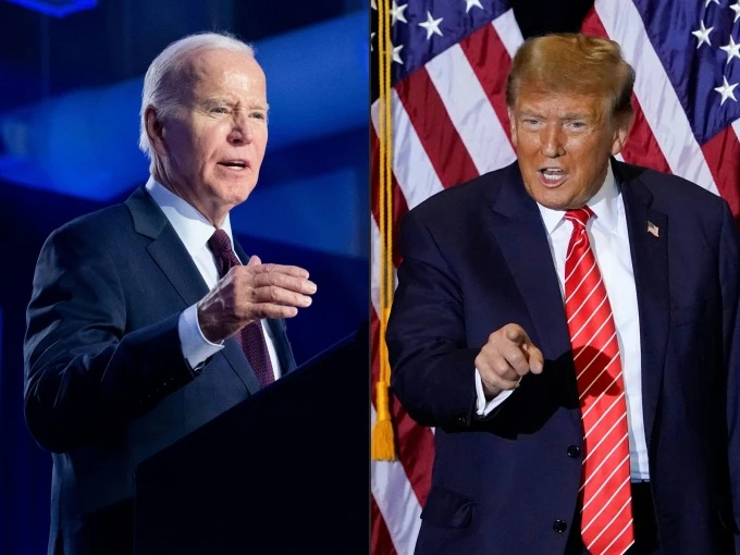 Tổng thống Mỹ Joe Biden (trái) và cựu tổng thống Donald Trump
