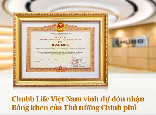 Chubb Life Việt Nam đón nhận bằng khen Thủ tướng Chính phủ