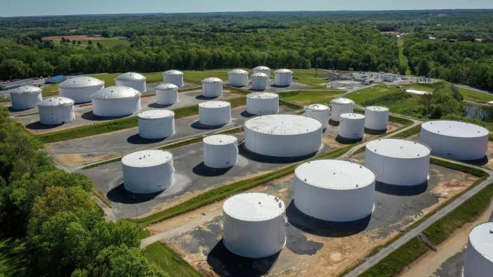 A tank farm connected to the Colonial pipeline, which shut down for days after hackers invaded its information systems © Drew Angerer/Getty Images