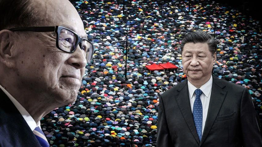 Hong Kong citizen Li Ka-shing offered some cryptic advice without saying who the advice was for, though he also appeared to be comparing President Xi Jinping to a tyrannical empress who maneuvered her sons to early deaths. (Nikkei montage/Getty Images, Re