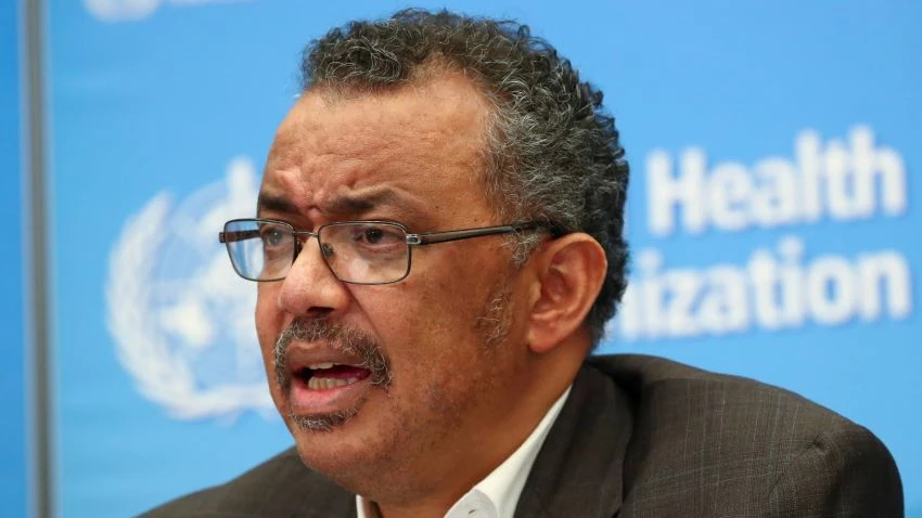 WHO Director-General Tedros Adhanom Ghebreyesus speaks during a news conference after a meeting of the Emergency Committee on the novel coronavirus in Geneva, Switzerland on Jan. 30. © Reuters