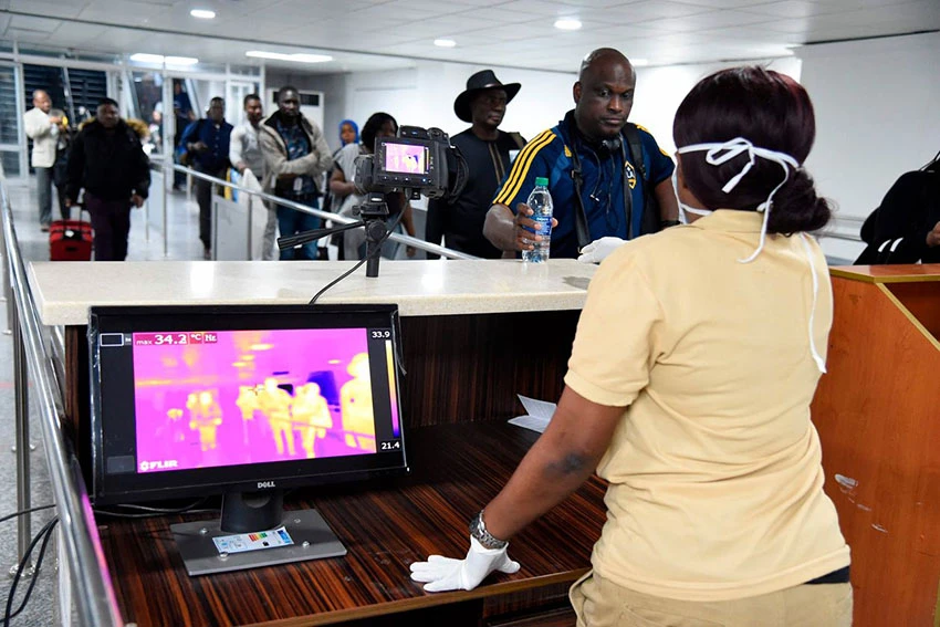 Passengers arrive at the airport in Lagos, Nigeria, where authorities have heightened screening measures. PHOTO: PIUS UTOMI EKPEI/AGENCE FRANCE-PRESSE/GETTY IMAGES