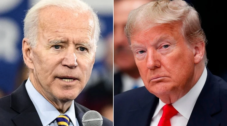 Tổng thống Donald Trump (phải) và đối thủ Joe Biden