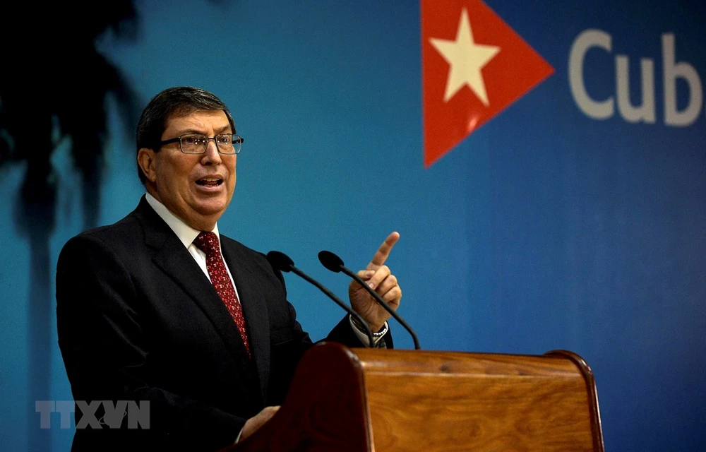 Ngoại trưởng Cuba Bruno Rodriguez phát biểu tại cuộc họp báo ở thủ đô La Habana ngày 22/10/2020. (Ảnh: AFP/TTXVN)