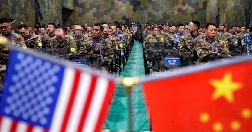  Quân đội Hoa Kỳ và quân nhân PLA Trung Quốc tham dự một cuộc trao đổi về quản lý thảm họa gần Nam Kinh, Trung Quốc, 17-11-2018 Ảnh: Aly Song / Reuters