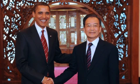 Obama gặp thủ tướng Trung Quốc Ôn Gia Bảo năm 2009 - Ảnh: Tân Hoa Xã