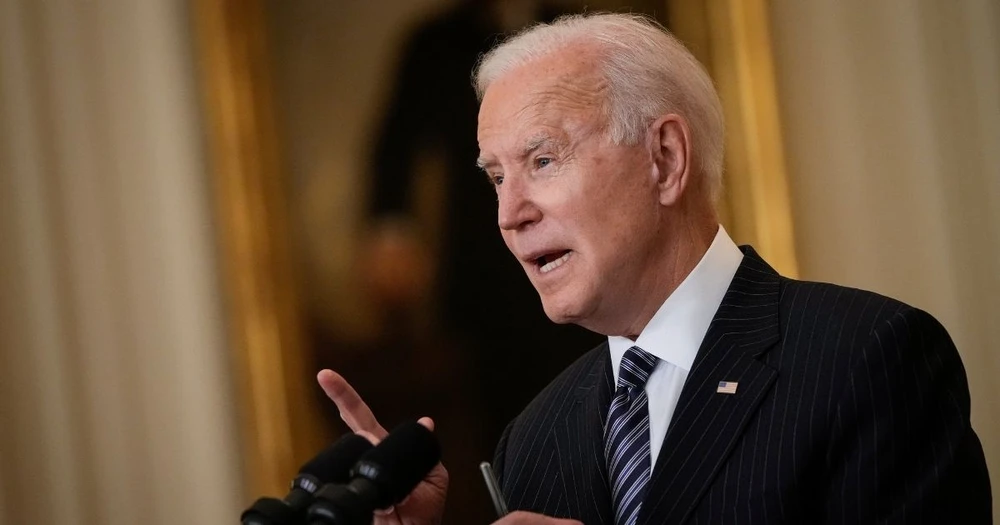 Tổng thống Joe Biden phát biểu tại Phòng phía Đông của Nhà Trắng vào thứ Năm 18/3 ở Washington, D.C. (Drew Angerer / Getty Images)