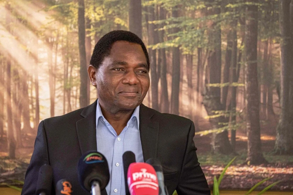  Tổng thống đắc cử của Zambia, Hakainde Hichilema. Ảnh: AFP