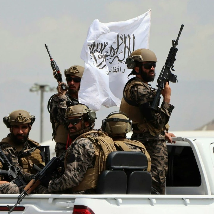 © Stringer/EPA-EFE/Shutterstock | Taliban forces secure Hamid Karzai airport in Kabul on Tuesday, after the US withdrawa