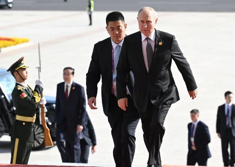 Tổng thống Nga Vladimir Putin đến dự lễ khai mạc Diễn đàn Vành đai và Con đường ở Bắc Kinh, Trung Quốc, ngày 18/10/2023. ẢNH: Reuters