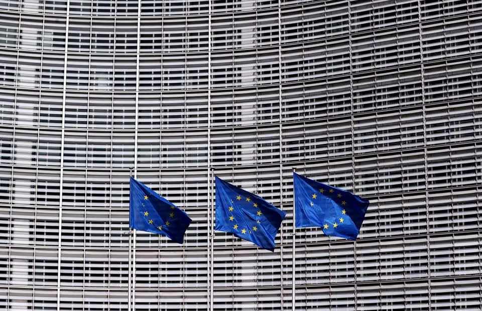 Cờ Liên minh châu Âu bên ngoài trụ sở Ủy ban châu Âu tại Brussels, Bỉ ngày 19/3/2019. @Reuters