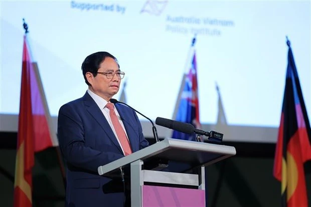 Prime Minister Phạm Minh Chính addressses the Vietnam-Australia Business Forum in Melbourne on March 5. — VNA/VNS Photo