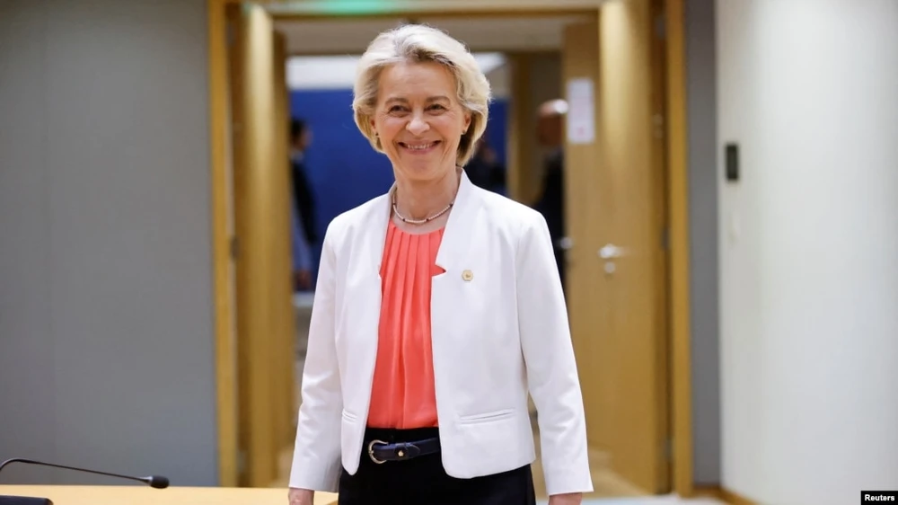 Chủ tịch Ủy ban Châu Âu Ursula von der Leyen tham dự hội nghị thượng đỉnh các nhà lãnh đạo Liên minh Châu Âu tại Brussels, ngày 17 tháng 6 năm 2024.