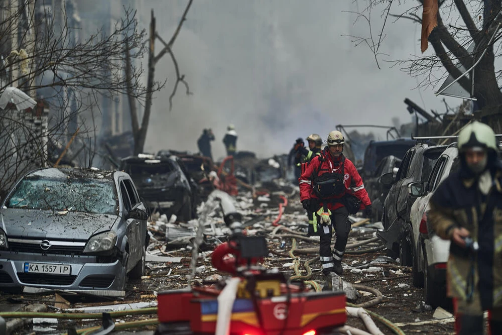 Cuộc tấn công bằng máy bay không người lái của Nga vào Kiev (Ảnh: Kostiantyn Liberov/Libkos/Getty Images)