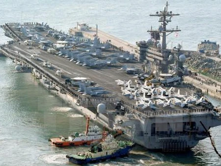 Tàu sân bay USS Carl Vinson. (Nguồn: Kyodo/TTXVN)