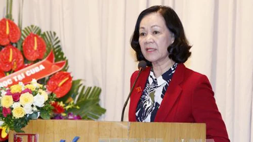 Tân Chủ tịch Hội Hữu nghị Việt Nam - Cuba Trương Thị Mai phát biểu nhậm chức. Ảnh: Văn Điệp/TTXVN