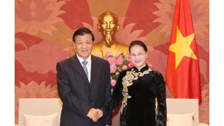 Chủ tịch Quốc hội Nguyễn Thị Kim Ngân tiếp đồng chí Lưu Vân Sơn, Ủy viên Ban Thường vụ Bộ Chính trị, Bí thư Ban Bí thư Trung ương Đảng Cộng sản Trung Quốc