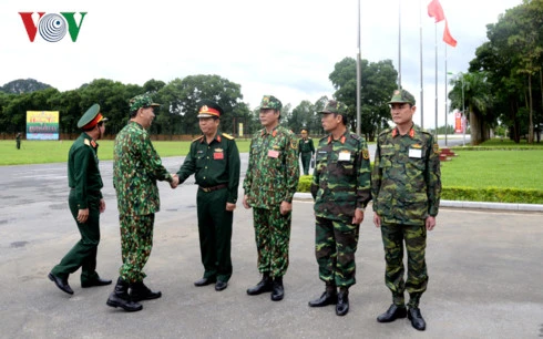 Chủ tịch nước Trần Đại Quang đến thăm, làm việc với Bộ Quốc phòng tại Trung tâm Huấn luyện Miếu Môn, Hà Nội. Ảnh: VOV