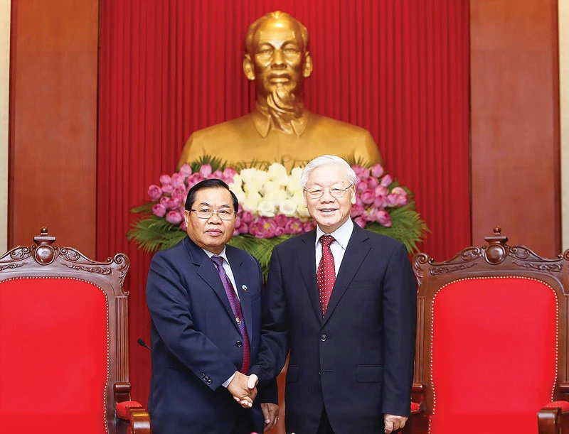 Tổng Bí thư Nguyễn Phú Trọng tiếp Phó Chủ tịch Quốc hội Lào Sengnouane Sayalat thăm chính thức Việt Nam