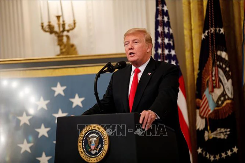 Tổng thống Mỹ Donald Trump phát biểu tại Nhà Trắng ngày 13/9/2018. Ảnh: THX/TTXVN