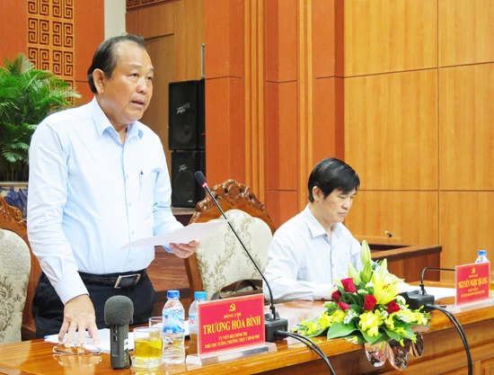 Phó Thủ tướng Trương Hòa Bình kiểm tra công tác quy hoạch và luân chuyển cán bộ lãnh đạo tỉnh Quảng Nam. Ảnh: Nguyên Khôi 