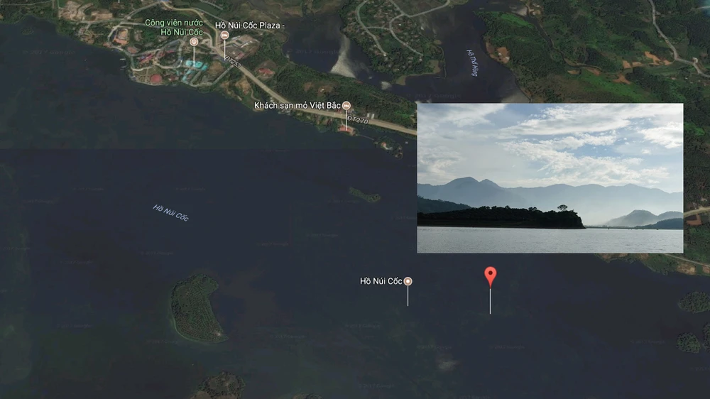 Hồ Núi Cốc, Thành phố Thái Nguyên - nơi xảy ra sự cố thấm thân đập. Ảnh: Google map
