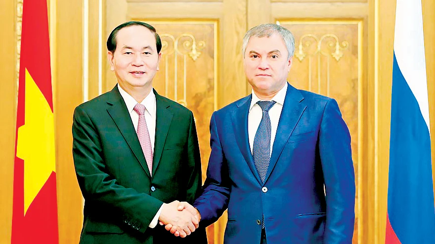 Chủ tịch nước Trần Đại Quang hội kiến Chủ tịch Duma Quốc gia Nga Vyacheslav Volodin