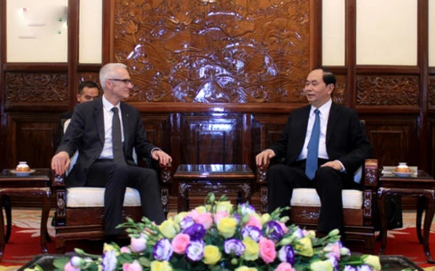 Chủ tịch nước Trần Đại Quang tiếp Tổng thư ký Interpol Jurgen Stock