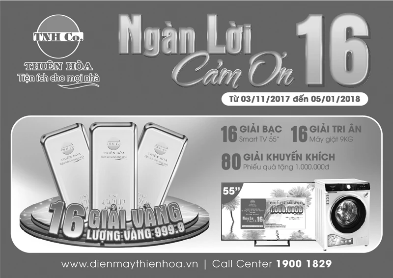 Thiên Hòa triển khai chương trình khuyến mại “Ngàn lời cảm ơn 16”