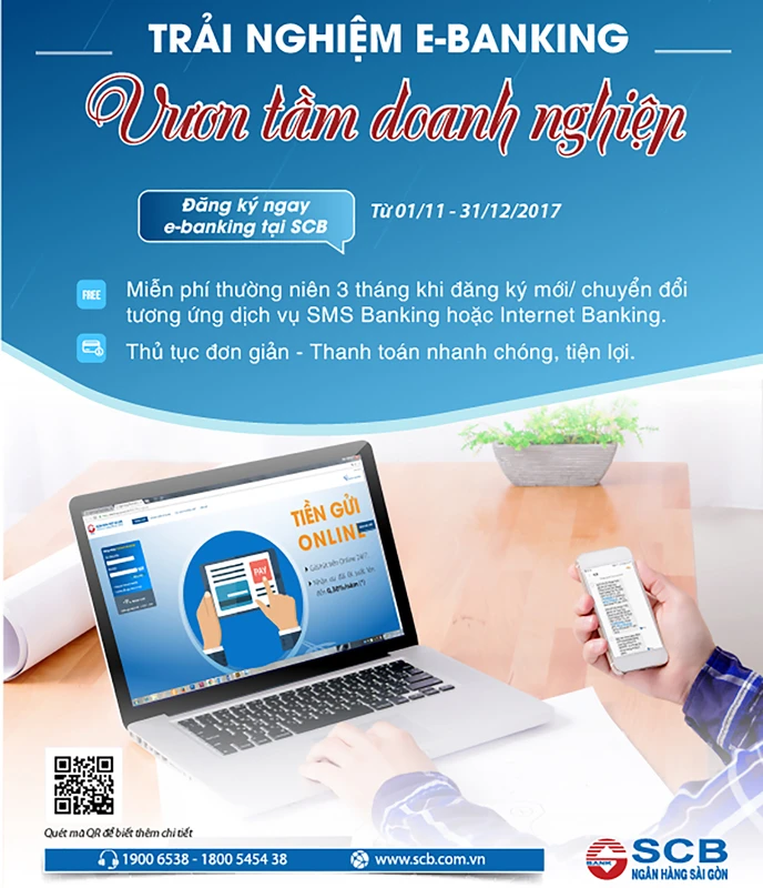 SCB ưu đãi khách hàng doanh nghiệp đăng ký mới dịch vụ SMS Banking và Internet Banking