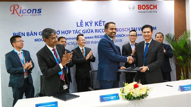  Bosch Việt Nam và Công ty Cổ Phần Đầu tư Xây dựng Ricons vừa ký biên bản ghi nhớ hợp tác toàn diện