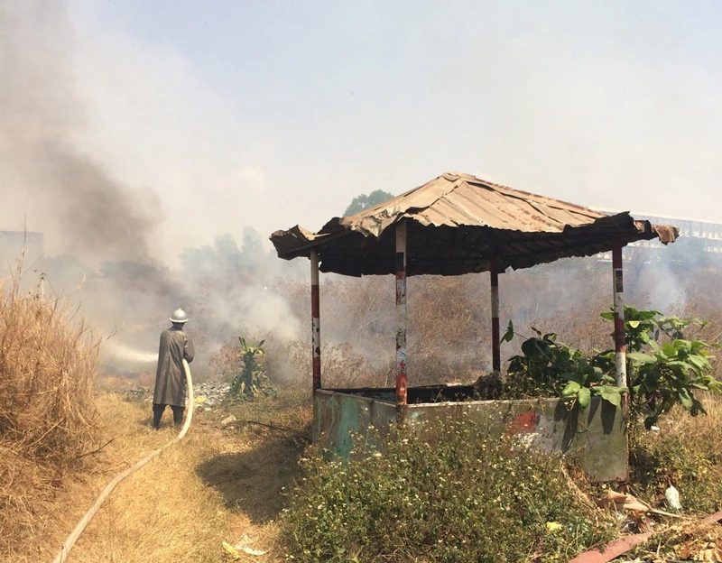 Một vụ cháy cỏ xảy ra tại phường Linh Trung, quận Thủ Đức