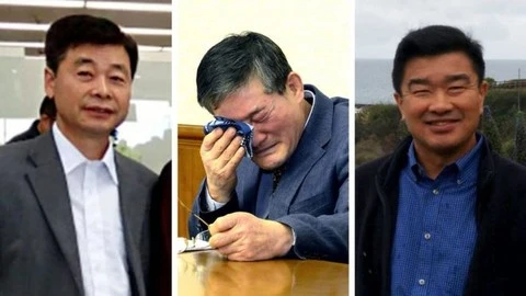 3 công dân Mỹ được trả tự do (từ trái qua): Kim Hak-song, Kim Dong-chul, Tony Kim