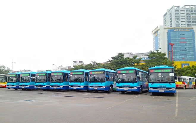 Tuyến buýt 109 có lộ trình Bến xe Mỹ Đình-Sân bay Nội Bài giá vé là 8.000 đồng/lượt. Ảnh: Transerco cung cấp