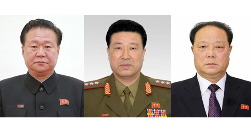 3 quan chức Triều Tiên vừa bị Mỹ trừng phạt từ trái qua: Choe Ryong-hae, Jong Kyong-thaek và Pak Kwang-ho