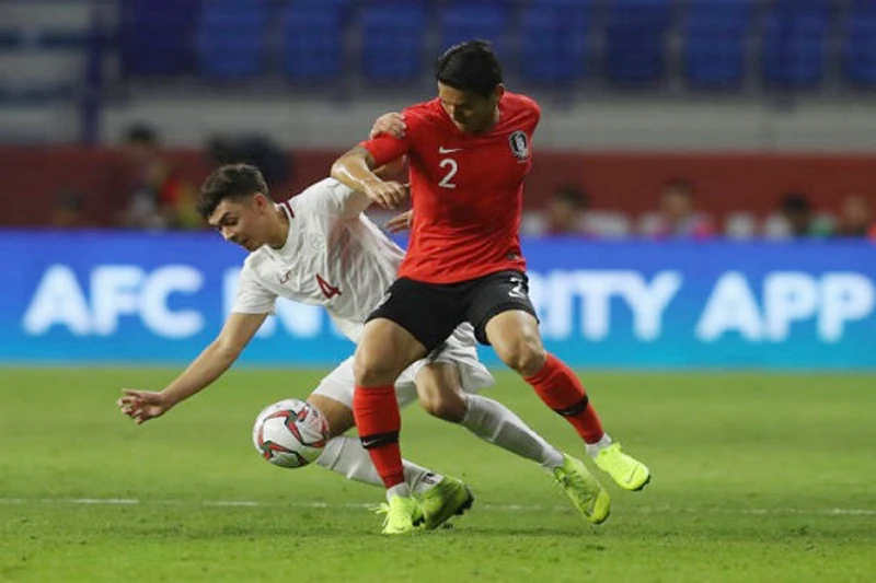 Hàn Quốc (áo đỏ) thắng tối thiểu 1 - 0 trước Philippines