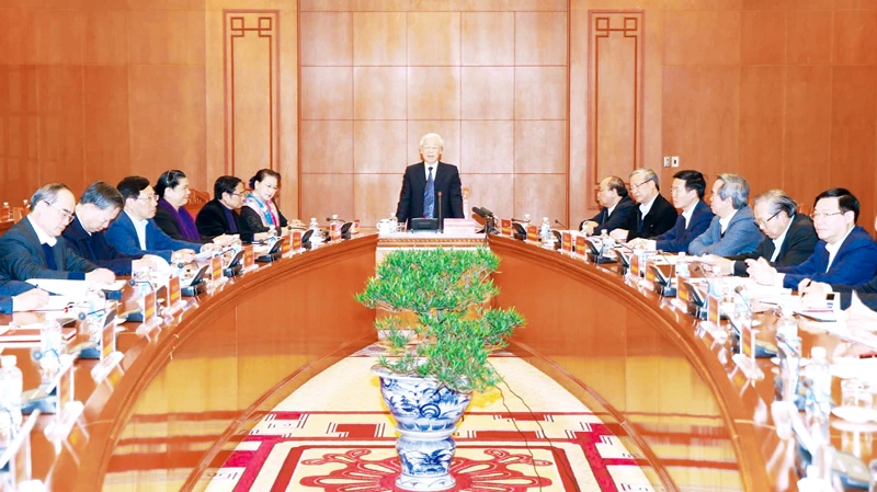 Tổng Bí thư, Chủ tịch nước Nguyễn Phú Trọng phát biểu chỉ đạo phiên họp. Ảnh: TTXVN