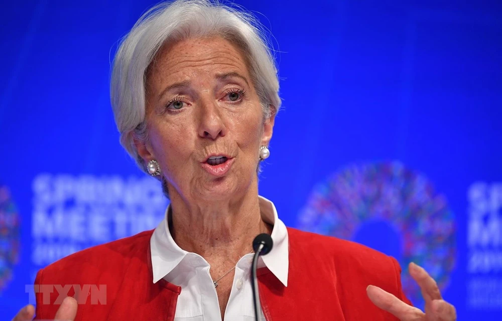 Tổng Giám đốc Quỹ Tiền tệ quốc tế (IMF) Christine Lagarde tại cuộc họp báo