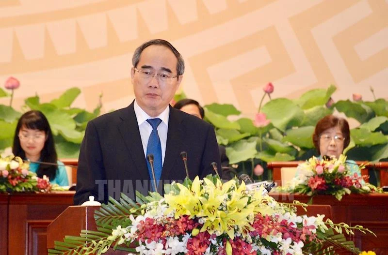 Đồng chí Nguyễn Thiện Nhân, Bí thư Thành ủy TPHCM phát biểu chỉ đạo đại hội. Ảnh: hcmcpv