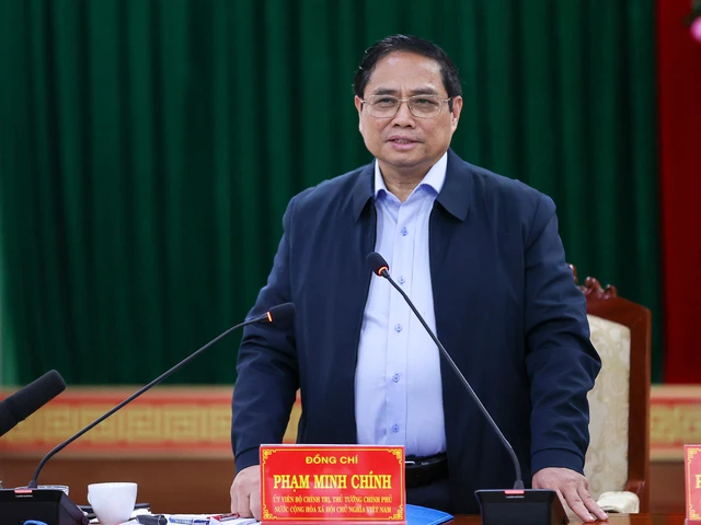 Thủ tướng Phạm Minh Chính phát biểu tại cuộc làm việc với lãnh đạo chủ chốt tỉnh Phú Yên. Ảnh: VGP