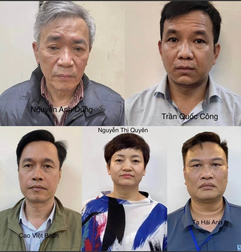 5 bị can Nguyễn Anh Dũng, Trần Quốc Công, Cao Việt Bách, Nguyễn Thị Quyên, Tạ Hải Anh