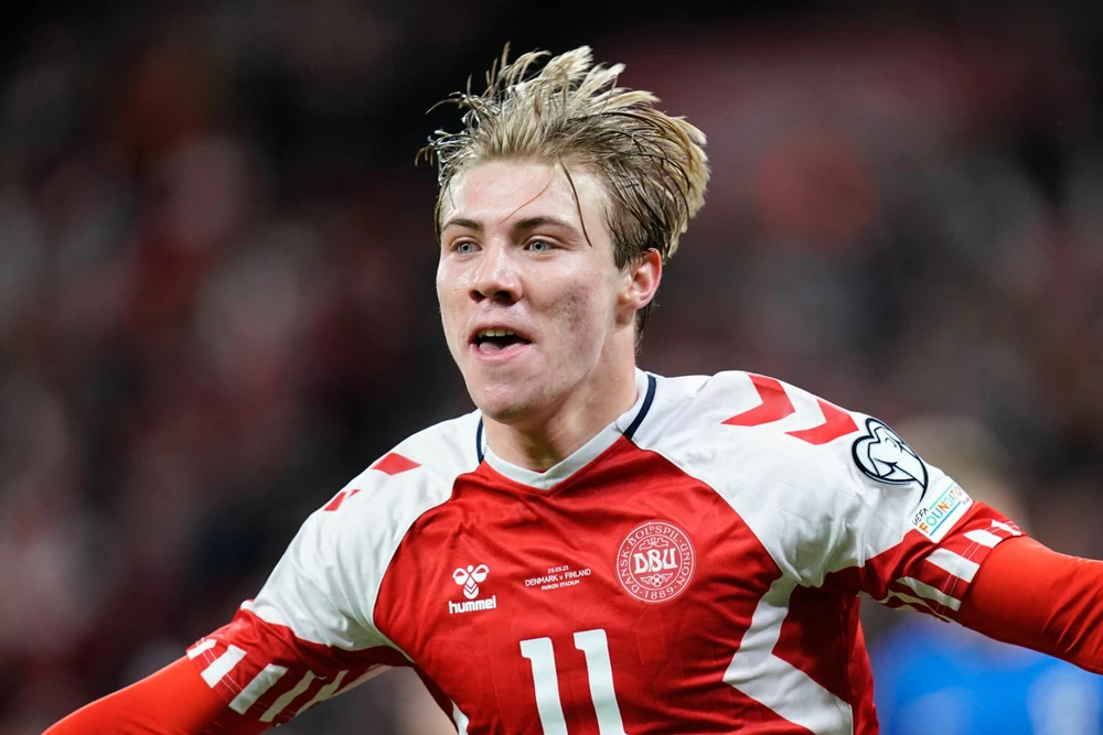 Chân sút Rasmus Hojlund của đội tuyển Đan Mạch