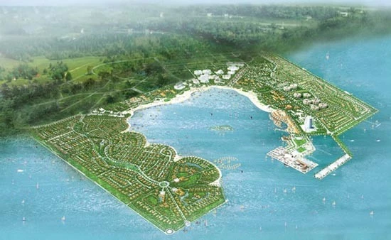 Mô hình Dự án Khu đô thị lấn biển Cần Giờ Ảnh: BÌNH KHÔI