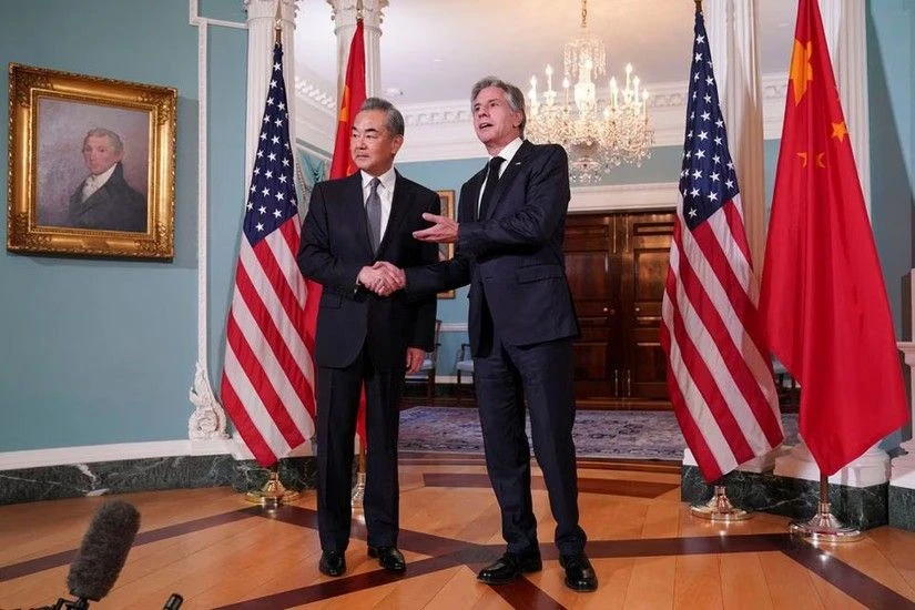 Ngoại trưởng Mỹ Antony Blinken và Ngoại trưởng Trung Quốc Vương Nghị tại Washington, Mỹ ngày 26-10-2023. Ảnh: Reuters