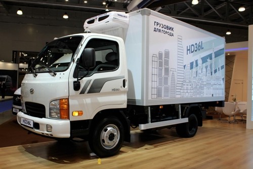 This photo provided by Hyundai Motor shows its HD36L light truck in Moscow. (Yonhap)