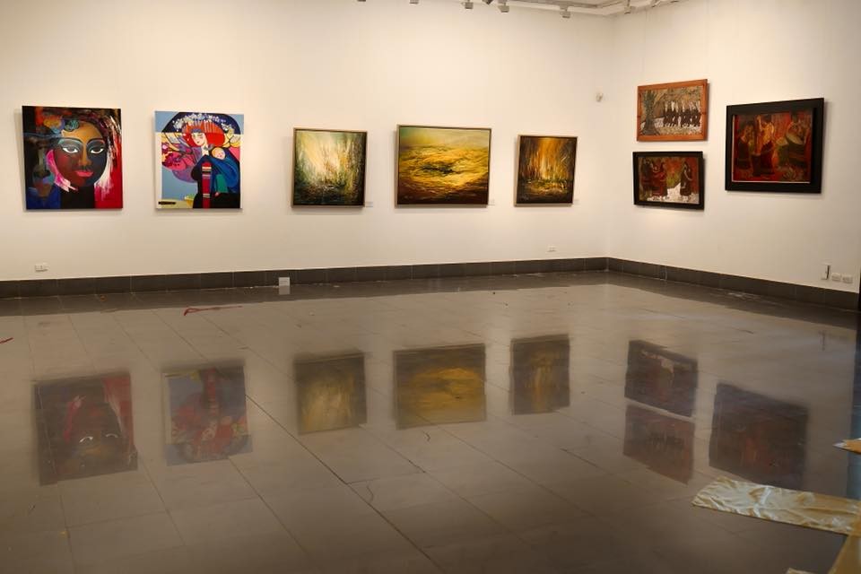 Artworks are displayed at the exhibition -Photo: T.Linh
